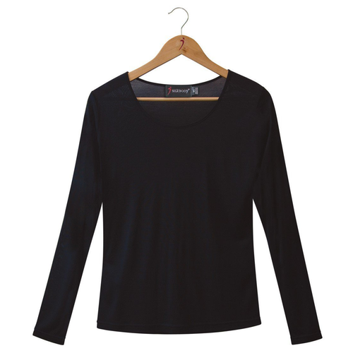 Silkbody - Puresilk Sheer Long Sleeve Scoop Top