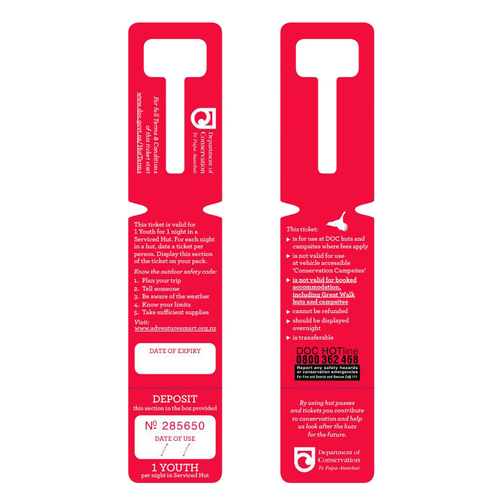 DOC - Youth Backcountry Serviced Hut Ticket