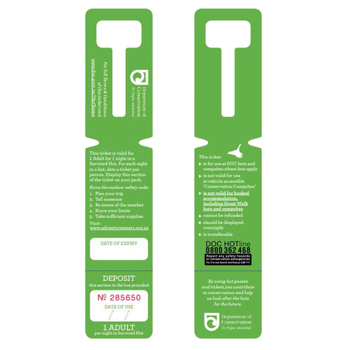 DOC - Adult Backcountry Serviced Hut Ticket