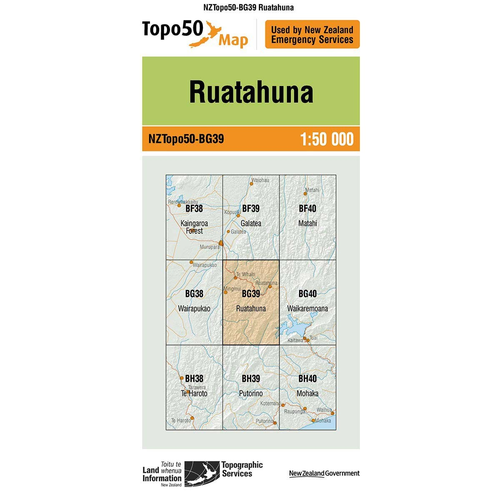 LINZ Topo50 - BG39 Ruatahuna