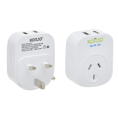  Korjo USB A+C & Power Adaptor UK