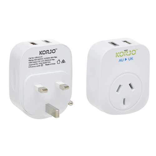  Korjo USB A+C & Power Adaptor UK