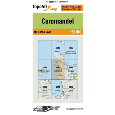 LINZ Topo50 - BA34 Coromandel