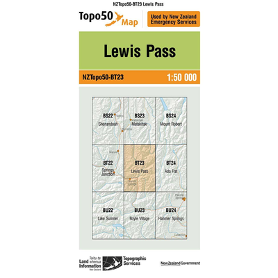 LINZ Topo50 - BT23 Lewis Pass