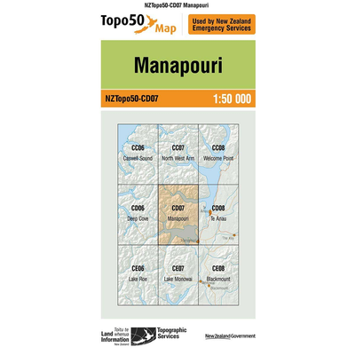 LINZ Topo50 - CD07 Manapouri